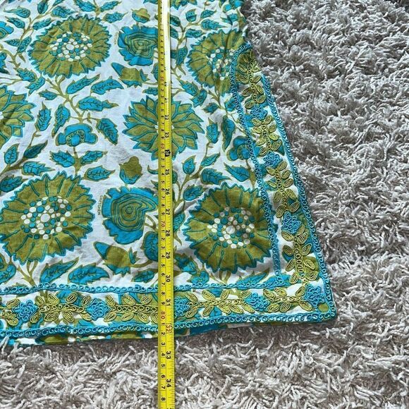 GRETCHEN SCOTT DESIGNS Embroidered Green White & Aqua Foliage Tunic Pullover XS - Picture 6 of 16